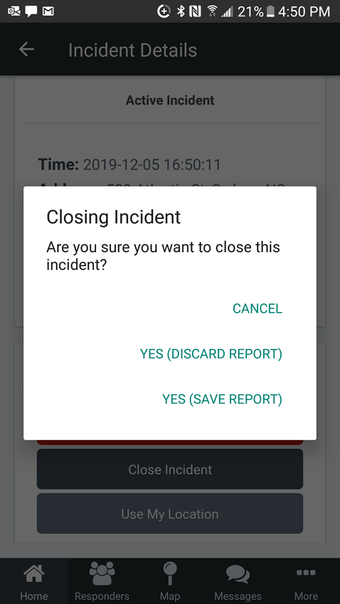 App Close Incident